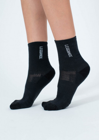 Leggance Logo Long Sock, Black