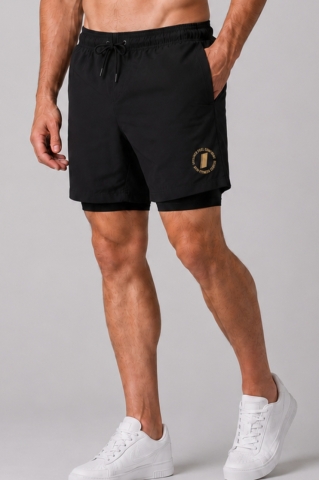 StrongFit 2-in-1 Men’s Shorts, Black