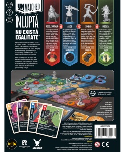 Unmatched: Bătălia Legendelor, Volumul 1 board game - cutie spate, producator Restoration Games