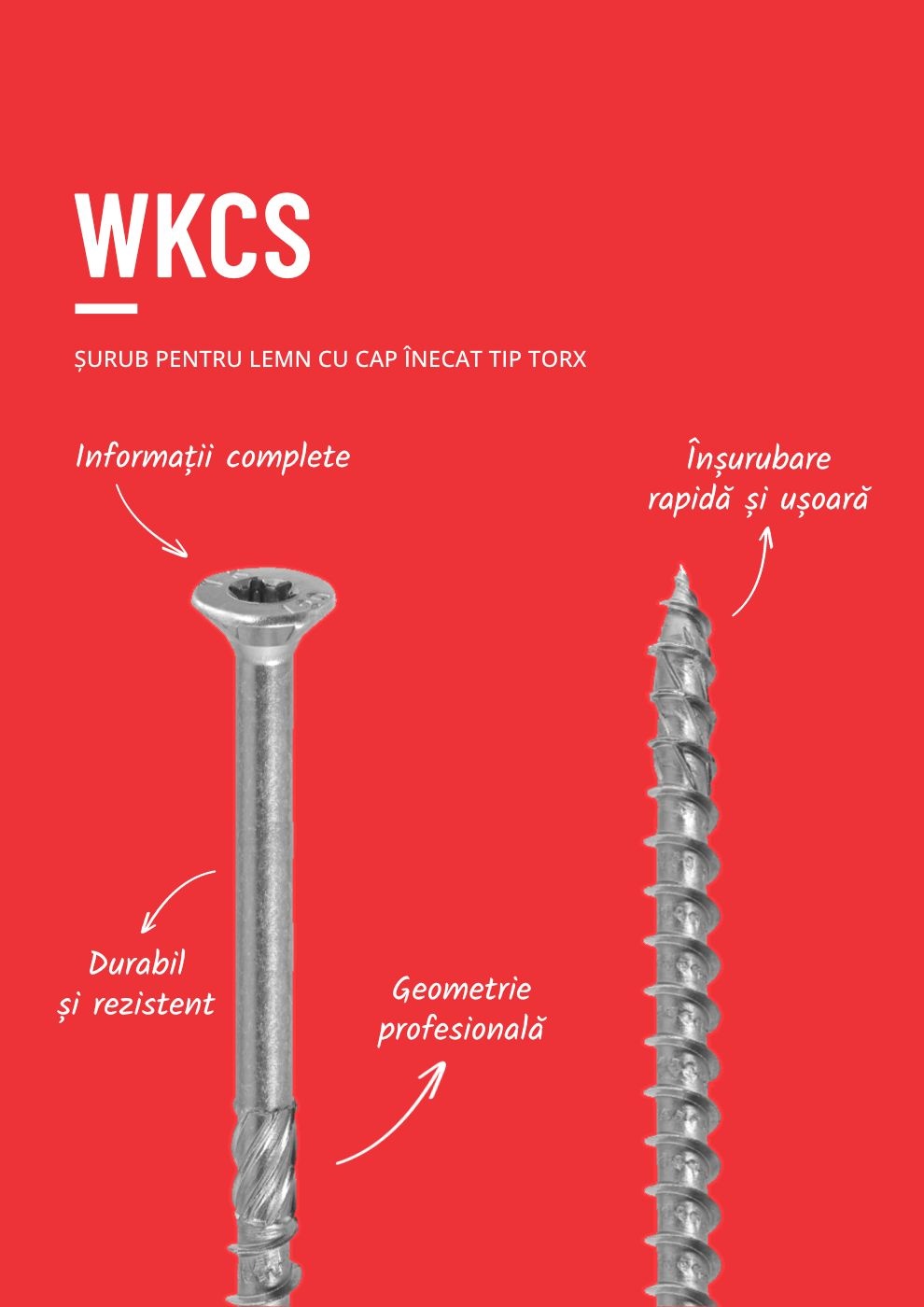 WKCS - Șurub pentru lemn cu cap înecat tip TorX