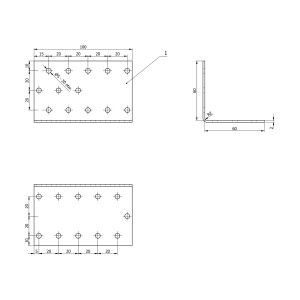 Coltar perforat, Domax, 60x60x100x2,0 mm - Img 4