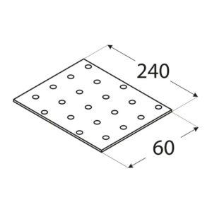 Placă perforată, Domax PP8, 240x60x2 mm - Img 2
