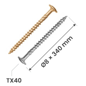 Surub constructii lemn 8x340mm, cap flansat TX40, Klimas WKCP, zincat, 50 buc