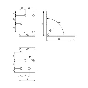 Coltar perforat ranforsat, Domax, 60x60x40x1,5 mm - Img 3