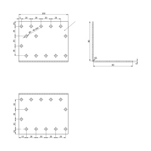 Coltar perforat, Domax, 80x80x100x2,0 mm - Img 4