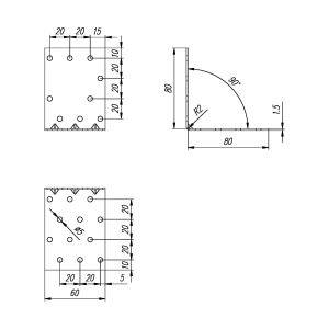 Coltar perforat ranforsat, Domax, 80x80x60x1,5 mm - Img 3