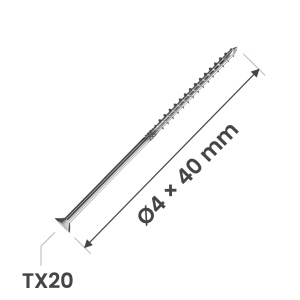 Surub structural lemn 4x40mm, cap inecat TX20, Holz Technic SNK, zincat alb, 500 buc