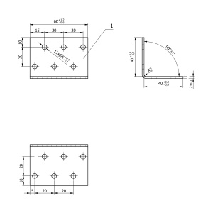 Coltar perforat, Domax, 40x40x60x2,0 mm - Img 4