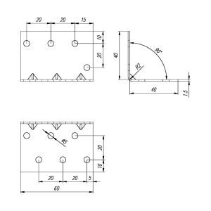 Coltar perforat ranforsat, Domax, 40x40x60x1,5 mm - Img 3