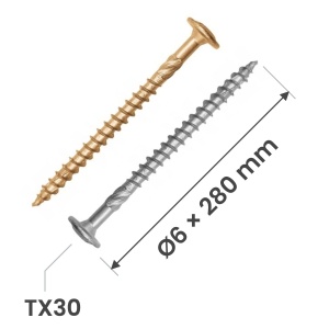 Surub constructii lemn 6x280mm, cap flansat TX30, Klimas WKCP, zincat, 100 buc
