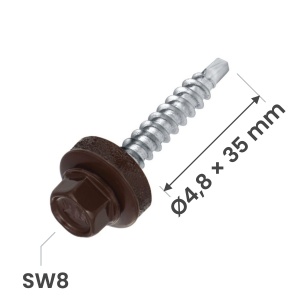 Suruburi autoforante pentru tabla cu cap hexagonal, diferite culori, cutie cu 250 buc, Klimas, 4,8x35 mm