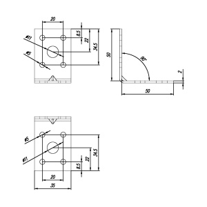 Coltar ranforsat, Domax, 50x50x35x2,0 mm - Img 3
