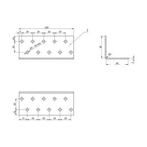 Coltar perforat, Domax, 40x40x100x2,0 mm - Img 4