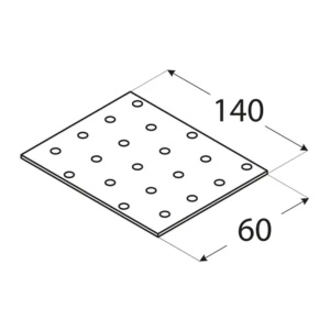 Placă perforată, Domax PP5, 140x60x2 mm - Img 2