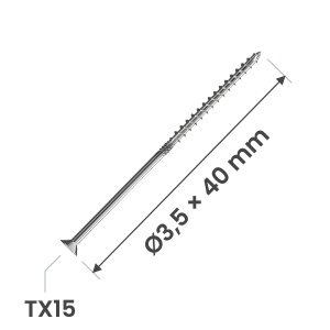 Surub structural lemn 3.5x40mm, cap inecat TX15, Holz Technic SNK, zincat alb, 500 buc
