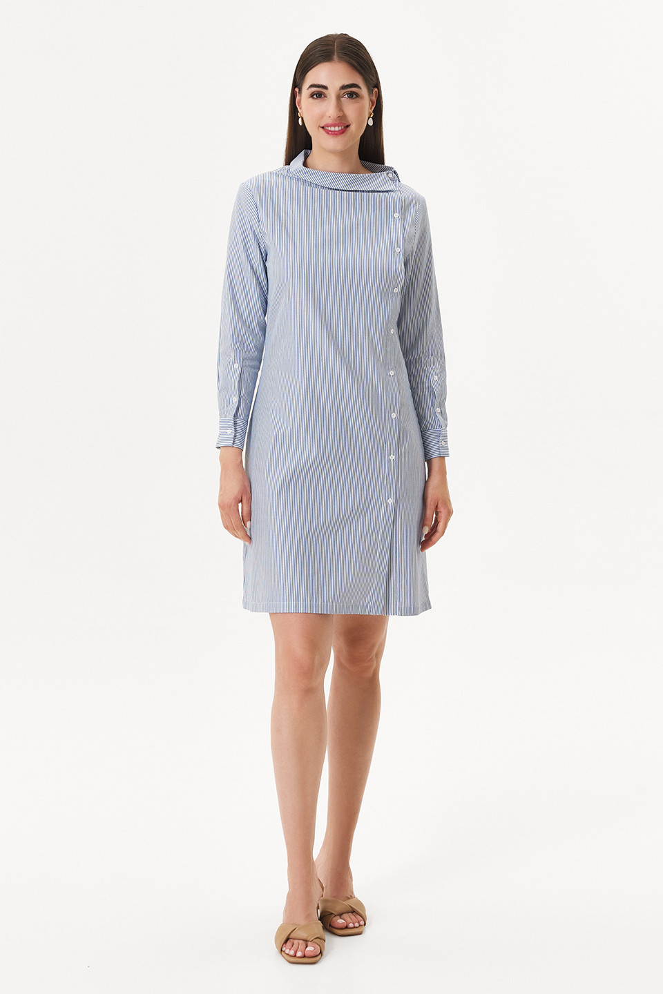 Rochie asimetrică din poplin de bumbac