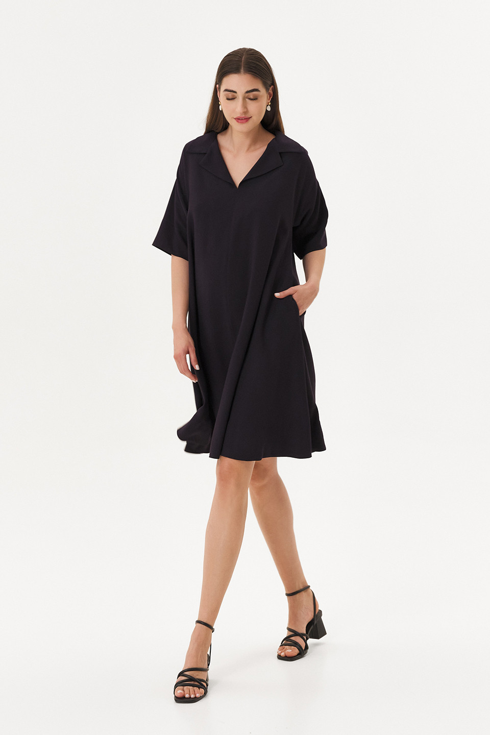 Rochie oversized din amestec de in și lyocell