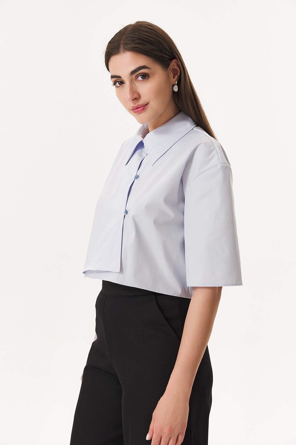 Cămașă bleu din poplin de bumbac