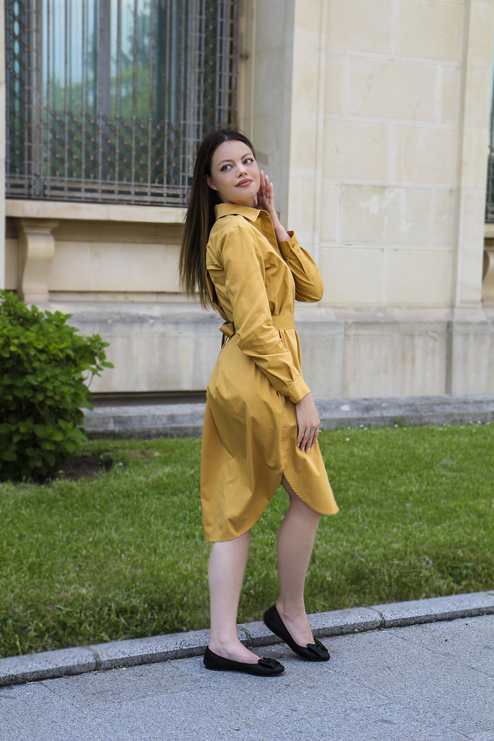 Rochie lejeră tip cămașă din poplin