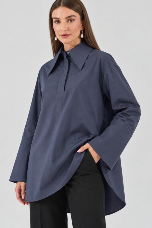 Camasa bleumarin oversized SOLIDITY
