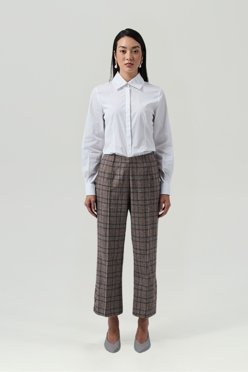 Pantaloni gri cu carouri TRIM