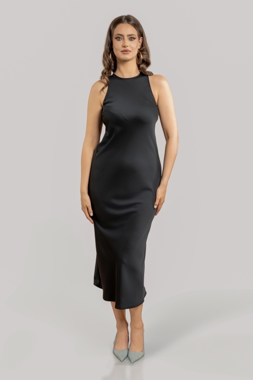 Rochie neagră din satin DUSK