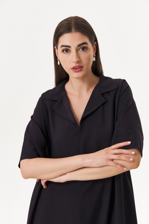 Rochie oversized din amestec de in și lyocell