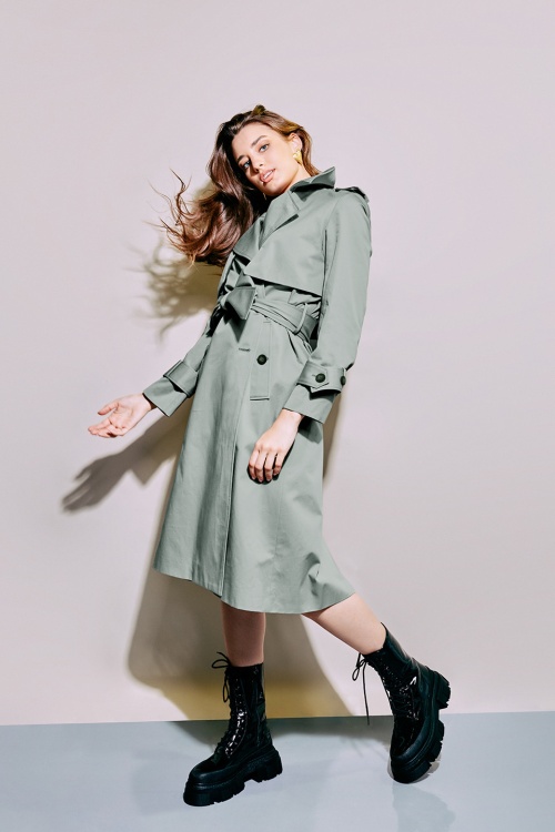 Trench din gabardin de bumbac