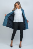 palton dama de lana albastru captusit