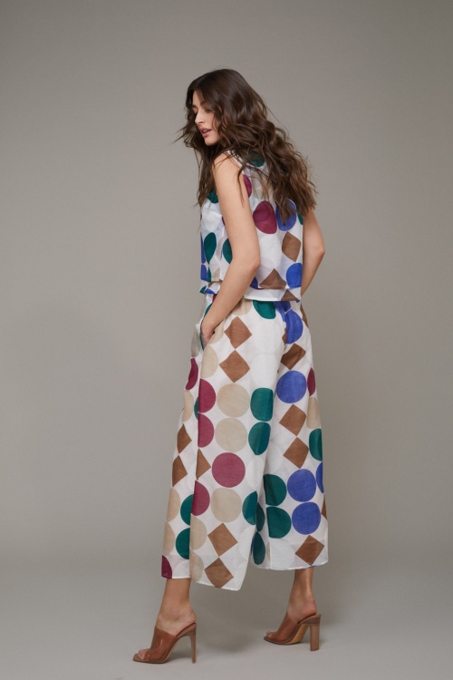 top usor imprimat din bumbac multicolor