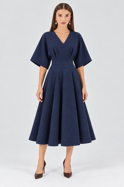 Rochie midi bleumarin SABINA