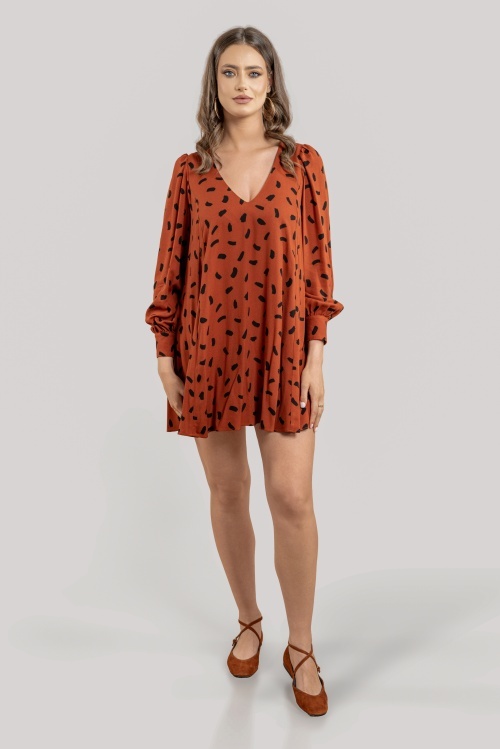 Rochie mini din vâscoză cu print abstract DAZE