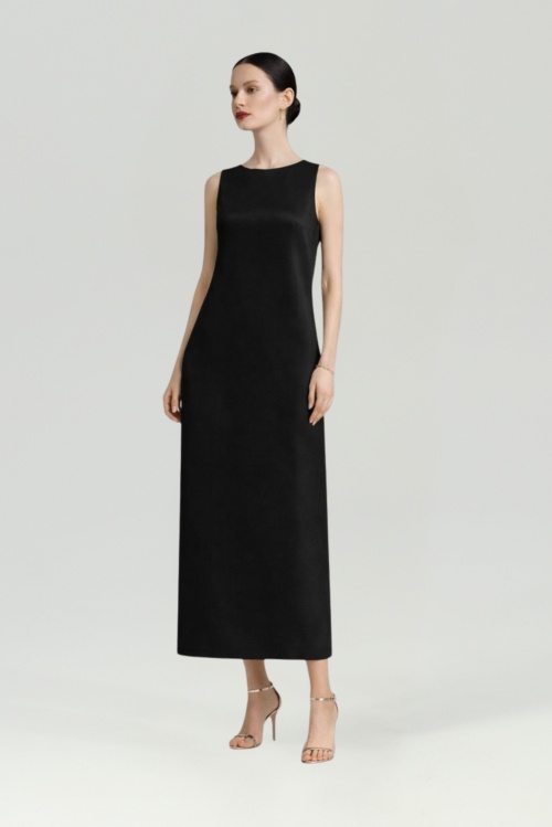 Rochie neagră din satin DUSK