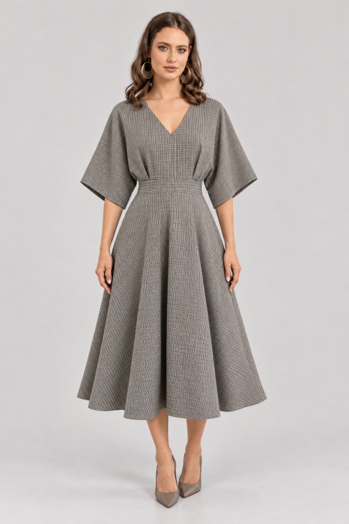 Rochie midi cu carouri SABINA
