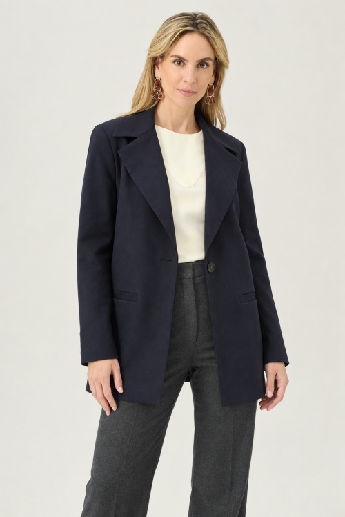 Sacou negru elegant cu pliuri la spate SWAGER