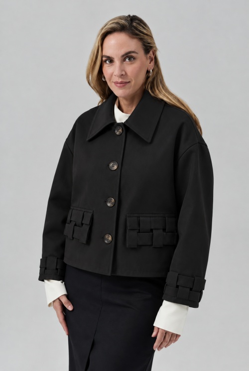 Trench scurt negru BOND