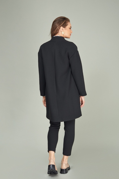 palton oversized din lana negru