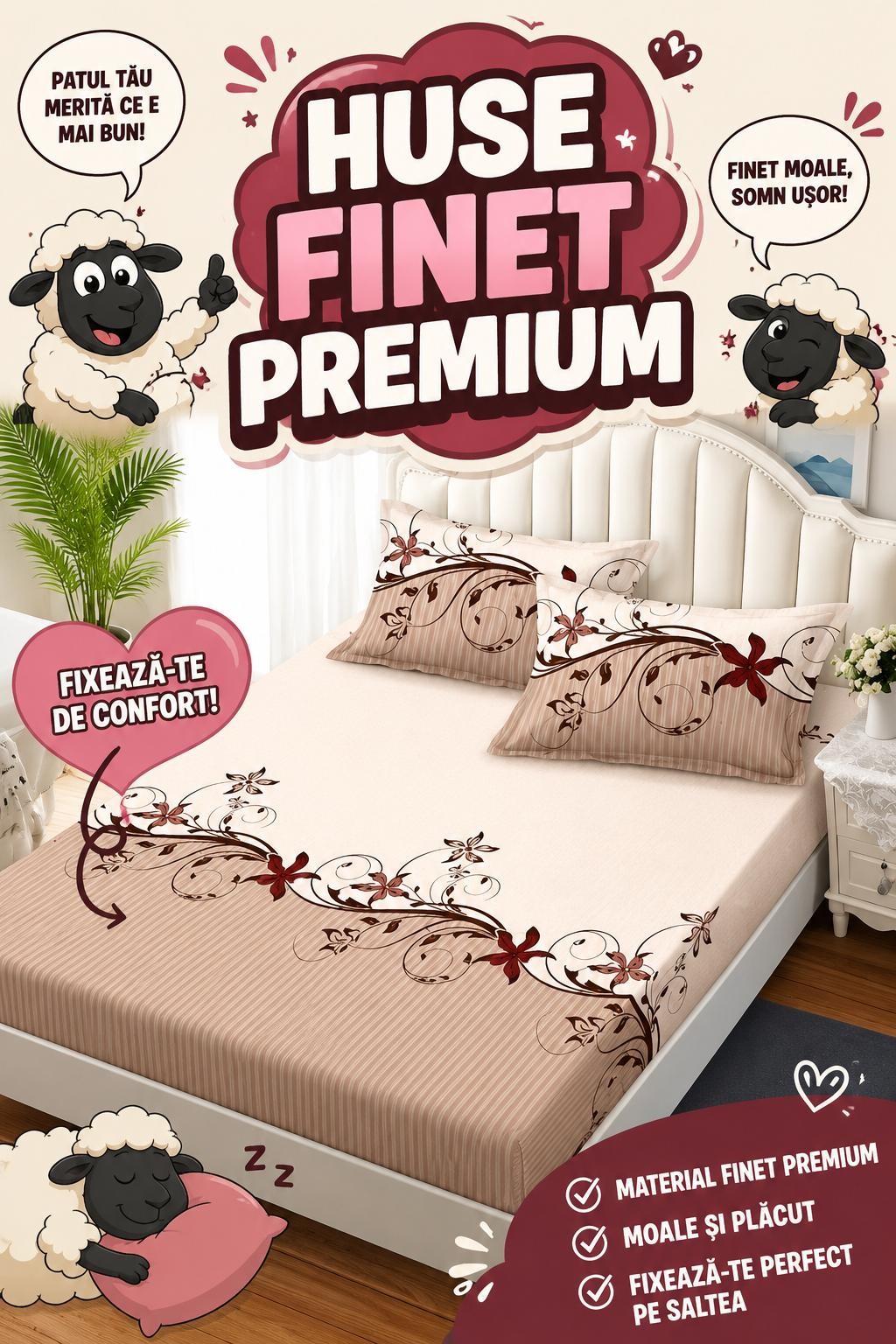 Husa Pat Bumbac Finet Premium