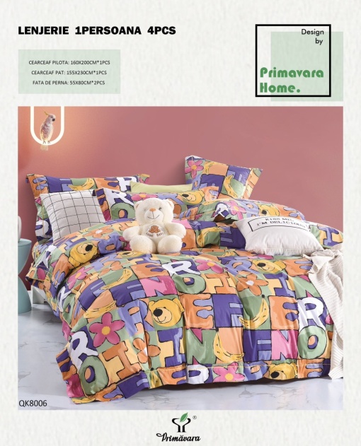 Lenjerie de pat Finet 1 Persoana&Single Bumbac 100% PRIPB02