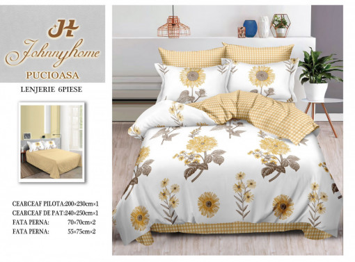 SET LENJERIE ELEGANT HOME PUCIOASA CU 2 FETE PENTRU PAT DUBLU JC09