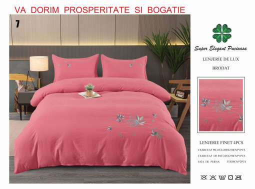 Lenjerie Bumbac Finet cu Broderie cu Floricele 4 piese Brop16