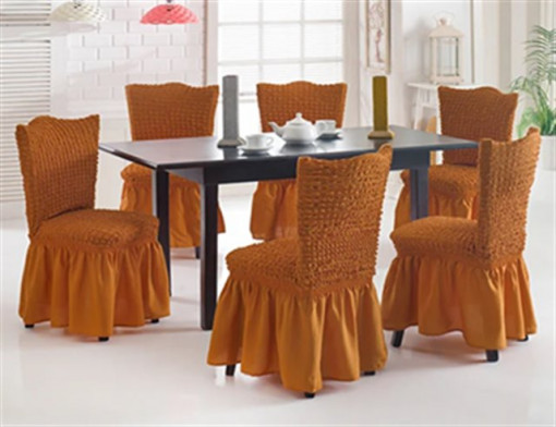 Set 6 Huse Elastice si Creponate cu Volan pentru Scaune - Diverse Culori
