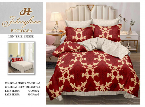 SET LENJERIE ELEGANT HOME PUCIOASA CU 2 FETE PENTRU PAT DUBLU JC11