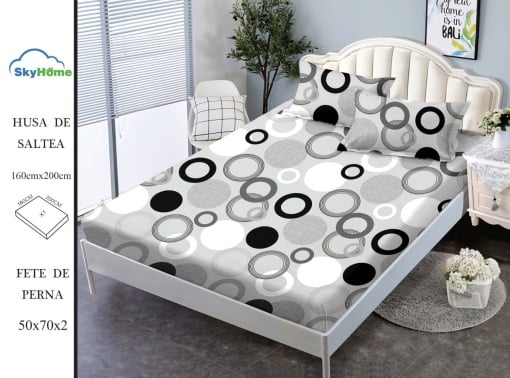 HUSA DE PAT CU ELASTIC CU 2 FETE DE PERNA 160x200cm SKYN07