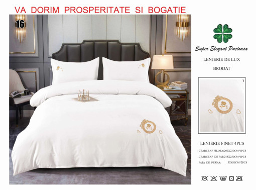 Lenjerie Bumbac Finet cu Broderie cu Floricele 4 piese Brop08