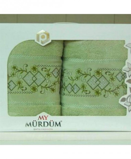 Set Prosop si Halat din Bumbac 3 Piese, My Murdum, MYM3-02 Verde