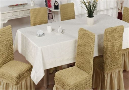Set 6 Huse Elastice si Creponate cu Volan pentru Scaune - Diverse Culori