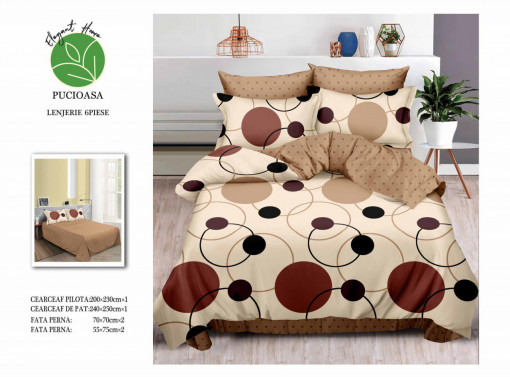 SET LENJERIE ELEGANT HOME PUCIOASA CU 2 FETE PENTRU PAT DUBLU JC56