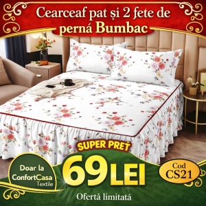 Cearceaf de pat si 2 fete de perne 160X200cm CS21