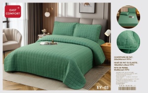 Cuvertura pat din Bumbac-In cu Husa cu elastic Cadou, 2 Persoane, 4Piese ESTN04